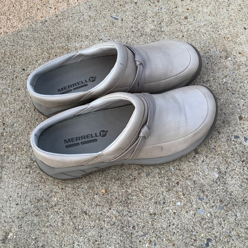 Merrell Aluminum Leather Clogs Womens 7.5 Slip On Performance Shoes J61942 Gray - Picture 2 of 12